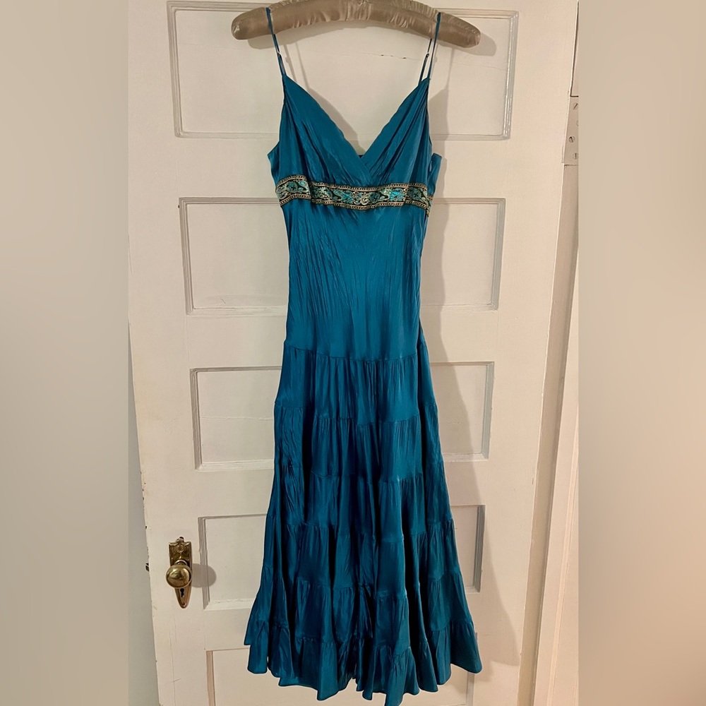 Vintage Betsey Johnson Tiered Silk Midi Dress Size 2